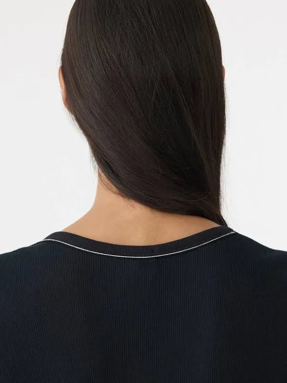 Sheer Rib V Neck Muscle Tank Bassike