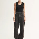 Chelsea Barrel Leg Jean in Black Elka Collective