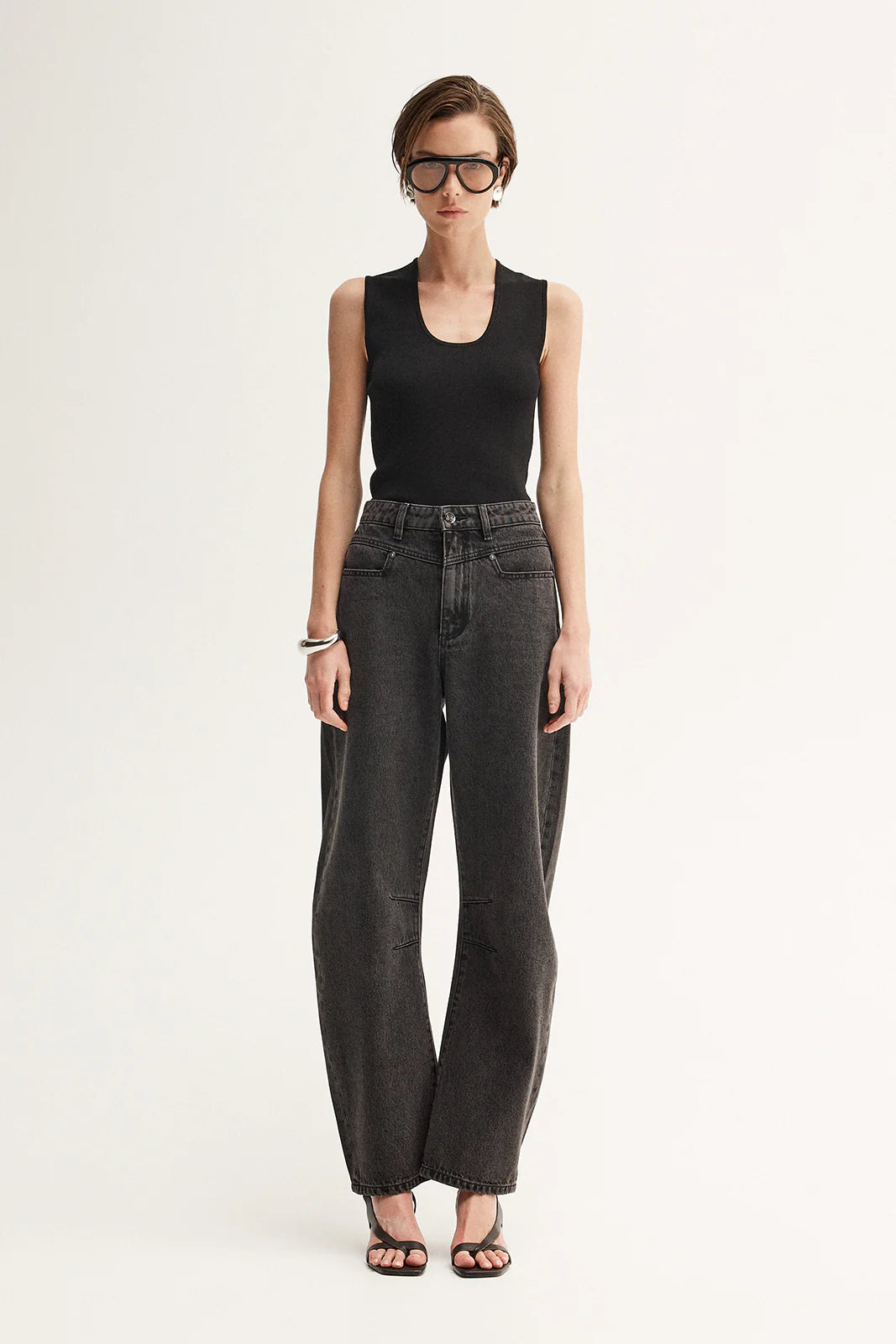 Chelsea Barrel Leg Jean in Black Elka Collective