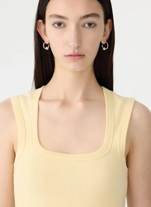 Low Scooped Rib Tank in Yellow Bassike