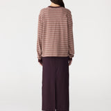 Stripe Slouch L/S Top in Plum