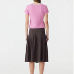 Contrast Raw Edge Baby T-Shirt in Boysenberry/Grey Marle BASSIKE