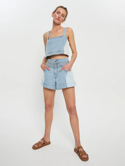  shorts with contrast denim cloth lifestyle boutique