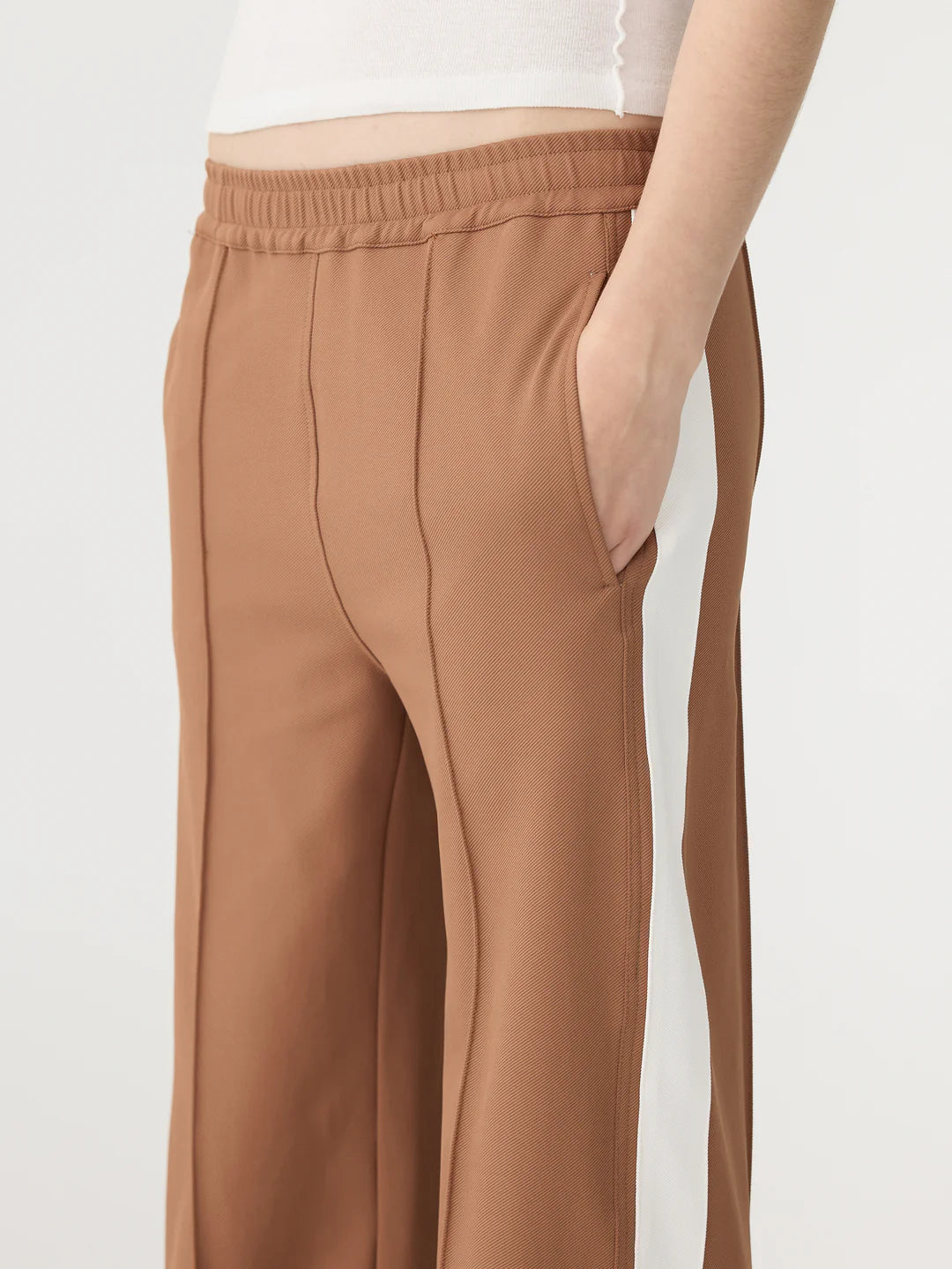 Twill Striped Detail Pant in Argan and White