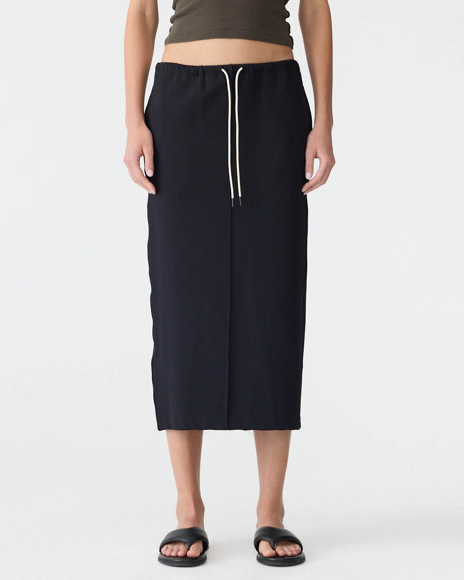 Stretch Twill Minimal Skirt in Black BASSIKE