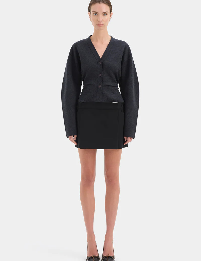 Ayana Gathered Cardigan in Charcoal Sir.
