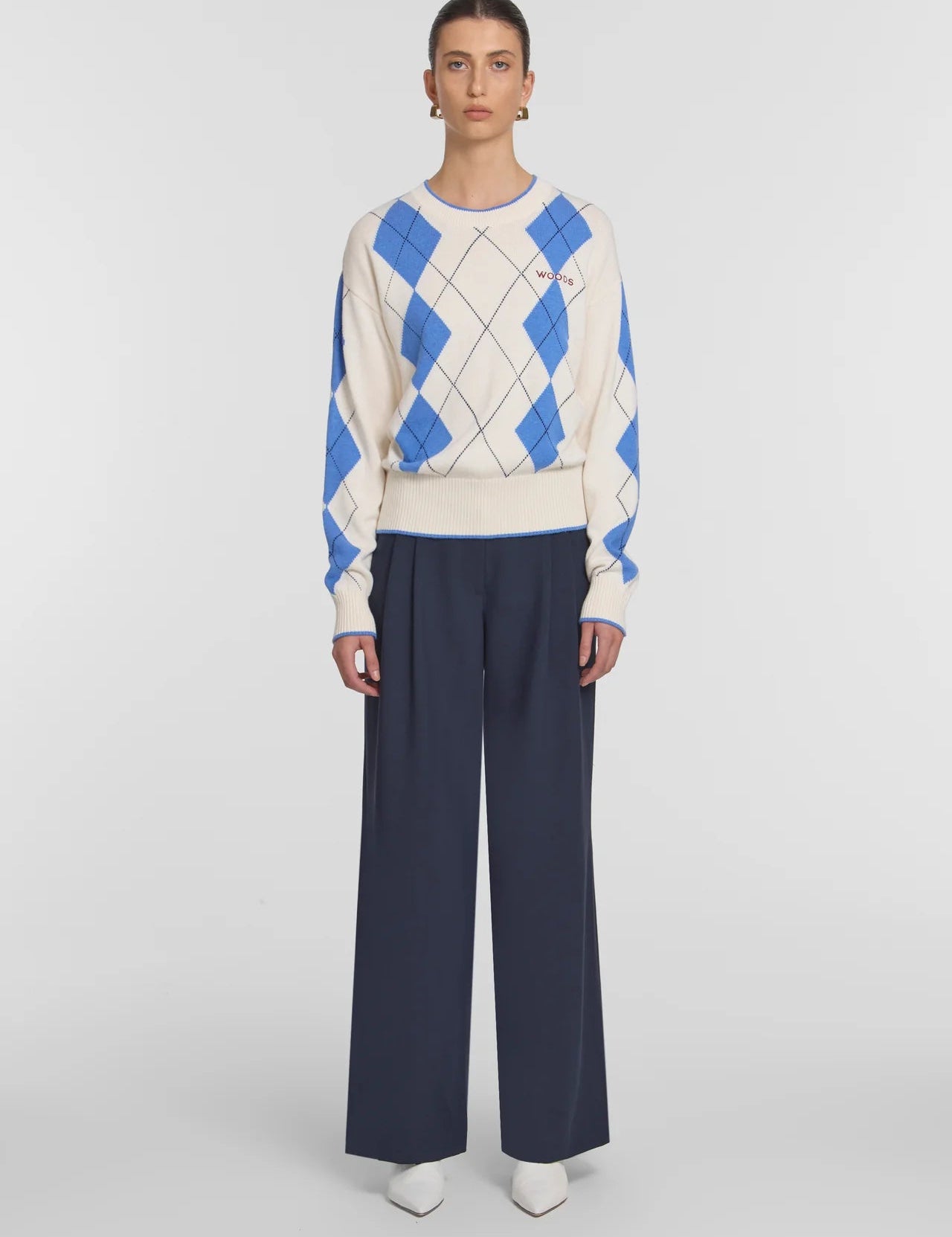 Lucky Knit Sweater in Argyle Print Viktoria + Woods