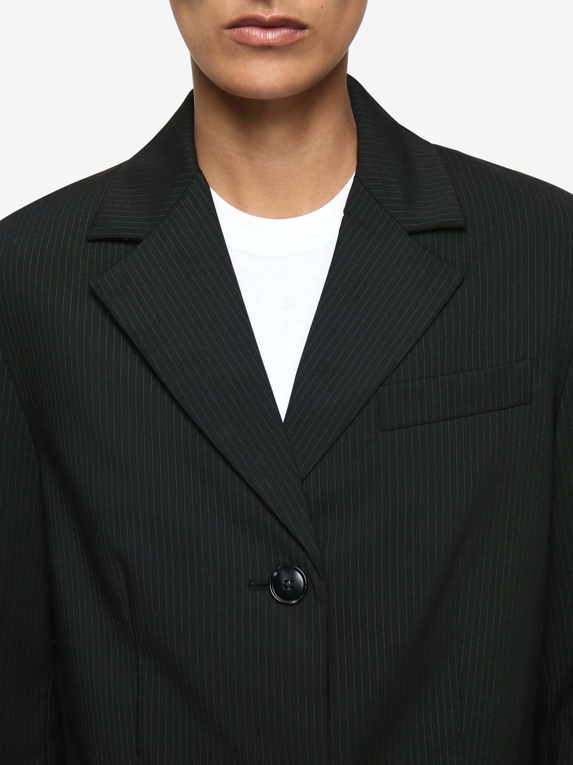 Marcelli Blazer in Black and White Pinkstripe Bec and Bridge