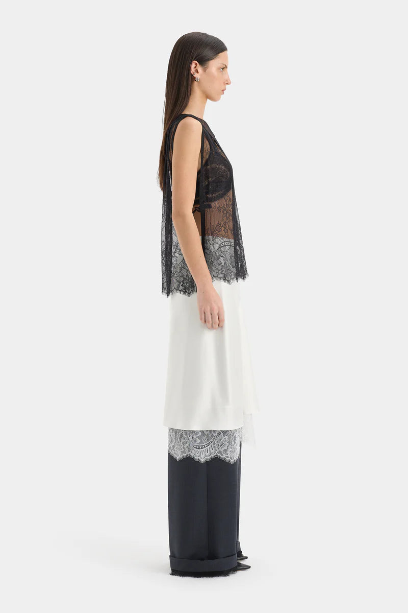Ingrid Lace Midi Skirt in Ivory Sir.