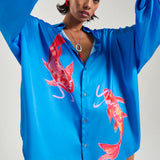 Long Sleeve Oversized Shirt in Blue