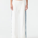 Double Stripe Wide Leg Pant in  White