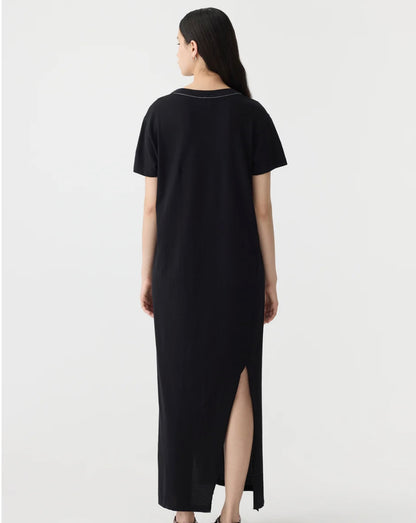 Longline T-Shirt Dress in Black