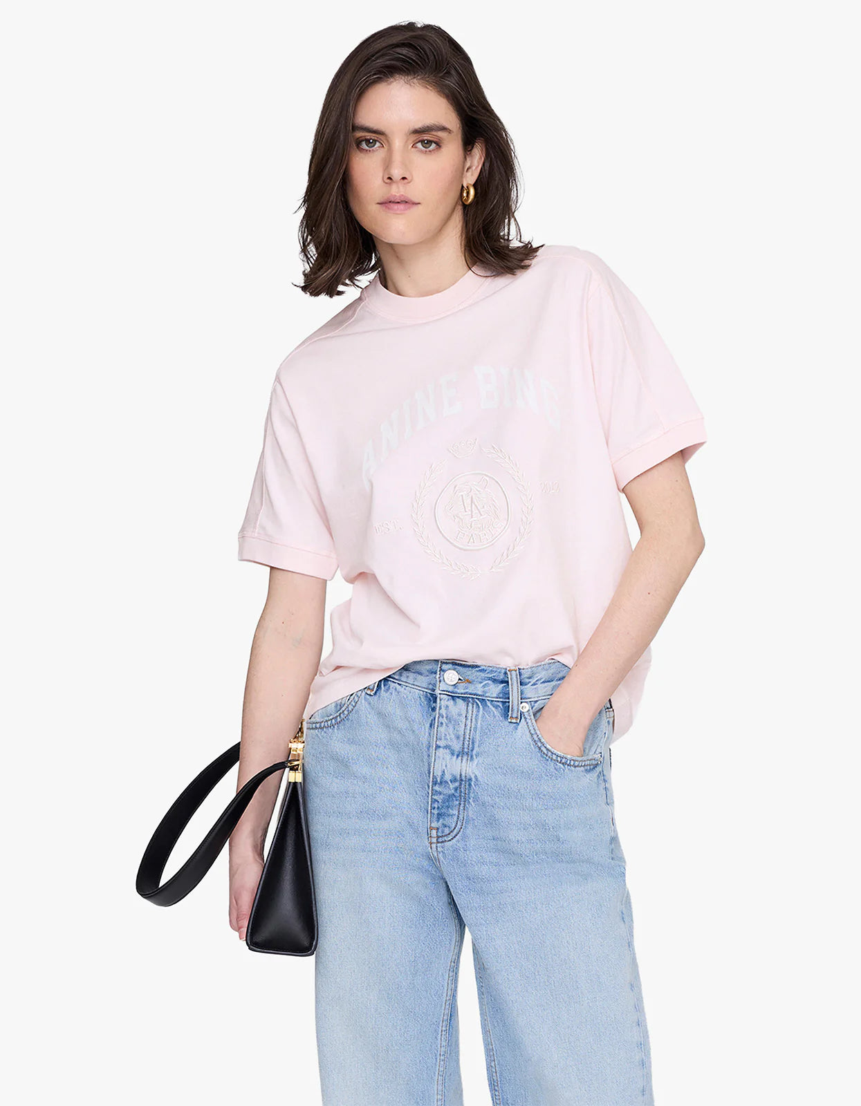 Jaylin Collegiate Tee in Powder Pink Anine Bing