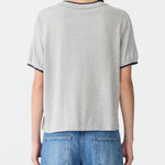 Layered Neck T-Shirt in GreyMarl/Blue BASSIKE