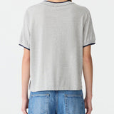 Layered Neck T-Shirt in GreyMarl/Blue BASSIKE