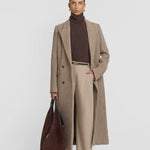 Brown long line Coat single breasted by Viktoria & Woods at clothlifestyle boutique 