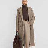 Brown long line Coat single breasted by Viktoria & Woods at clothlifestyle boutique 