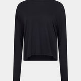 Curved Heritage L/S T- Shirt in Black