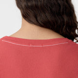 Sheer Rib L/S T-Shirt in Red