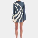 Lilou Sleeve Mini Dress in Charcoal Blue Sir.