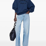 Jaci Sweatshirt Paris in Washed Navy Anine Bing