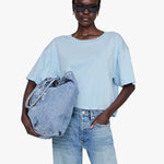 Johnny Cropped Tee Framed Monogram in Pale Blue ANINE BING