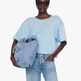 Johnny Cropped Tee Framed Monogram in Pale Blue ANINE BING