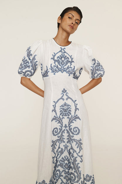 Hazel Embroidered Midi Dress