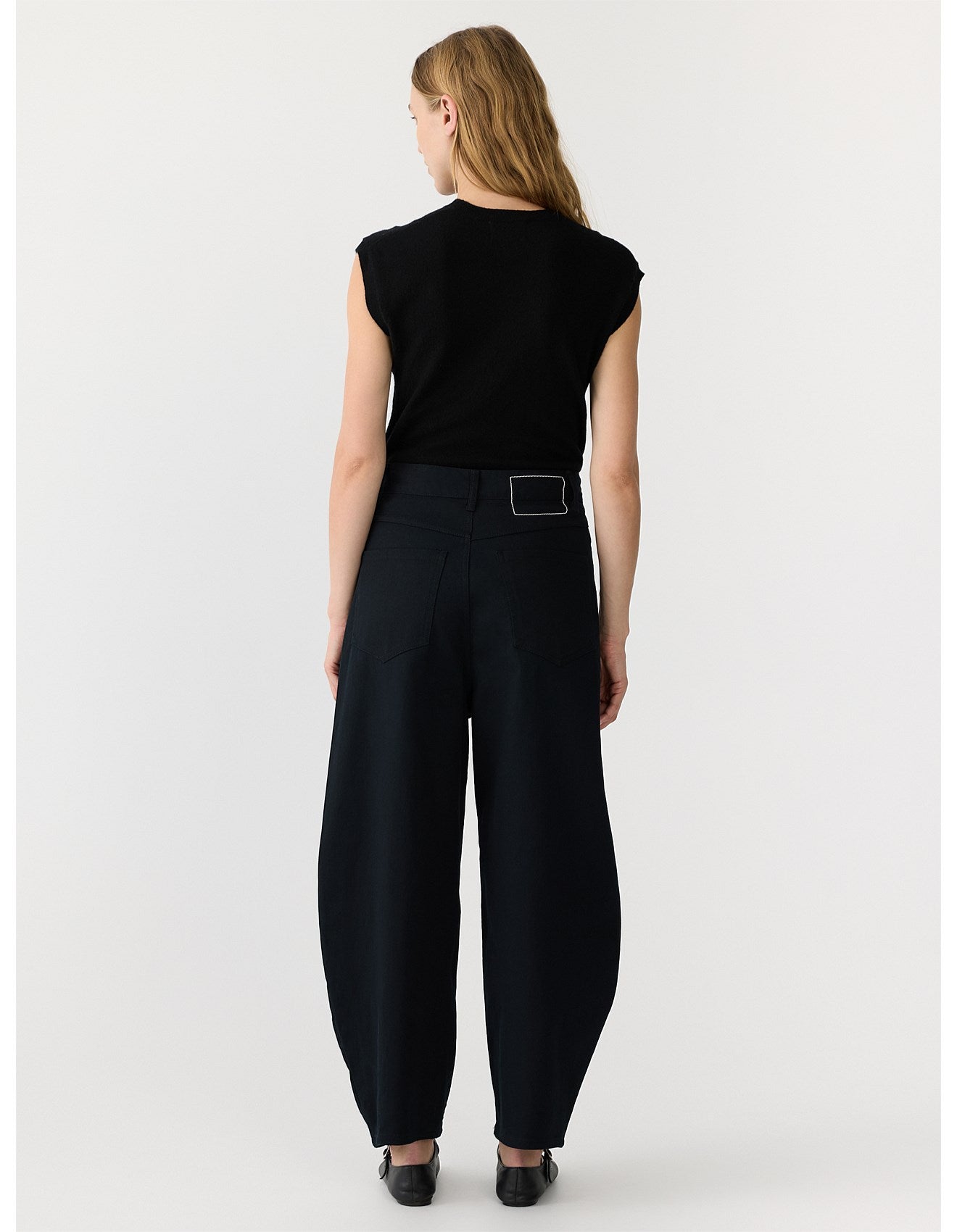 Cotton Twill Barrel Leg Pant