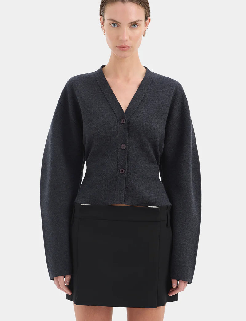 Ayana Gathered Cardigan in Charcoal Sir.