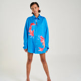 Long Sleeve Oversized Shirt in Blue
