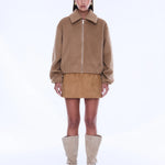 Maeve Wool Blend Bomber in Sand (Copy) Ena Pelly