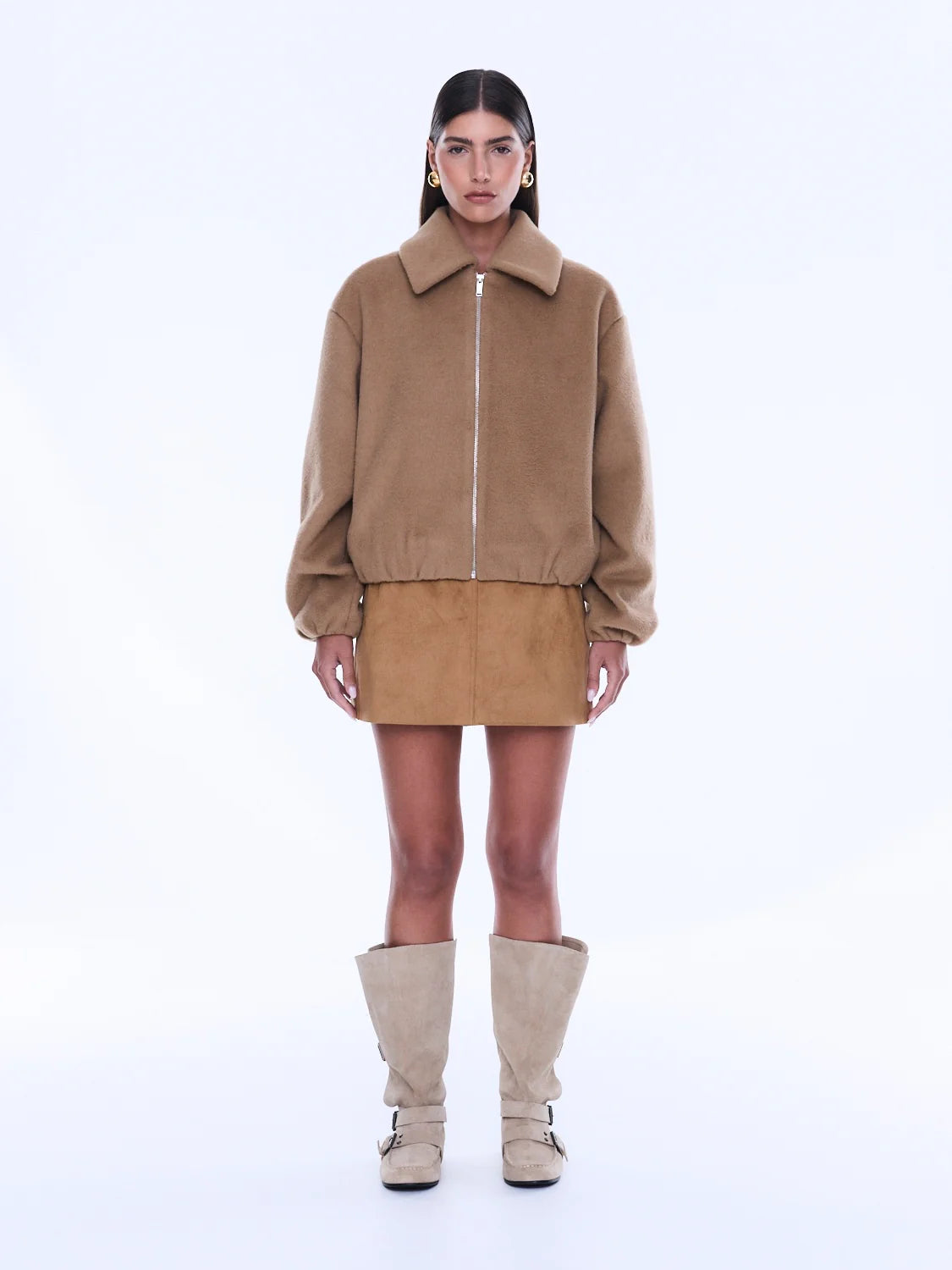 Maeve Wool Blend Bomber in Sand (Copy) Ena Pelly