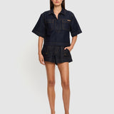 Immy Denim Top in Raw Kivari