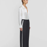 Rocky Pant in Black Cupro with White Stipe