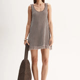 Alessandra Mini Knit Dress Chocolate Stripe Elka Collective