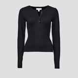 Clique Rib Henley in Black