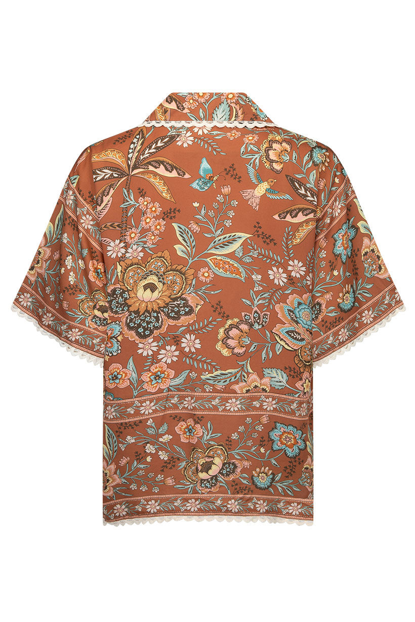 Recycled polyamide boho shirt brown 