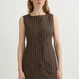 Emma Vest in Chocolate Pinstripe Posse