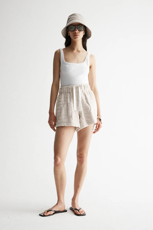 Monogram Towelling Short in Ecru