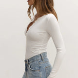 Lara Bodysuit in White Bayse Brand