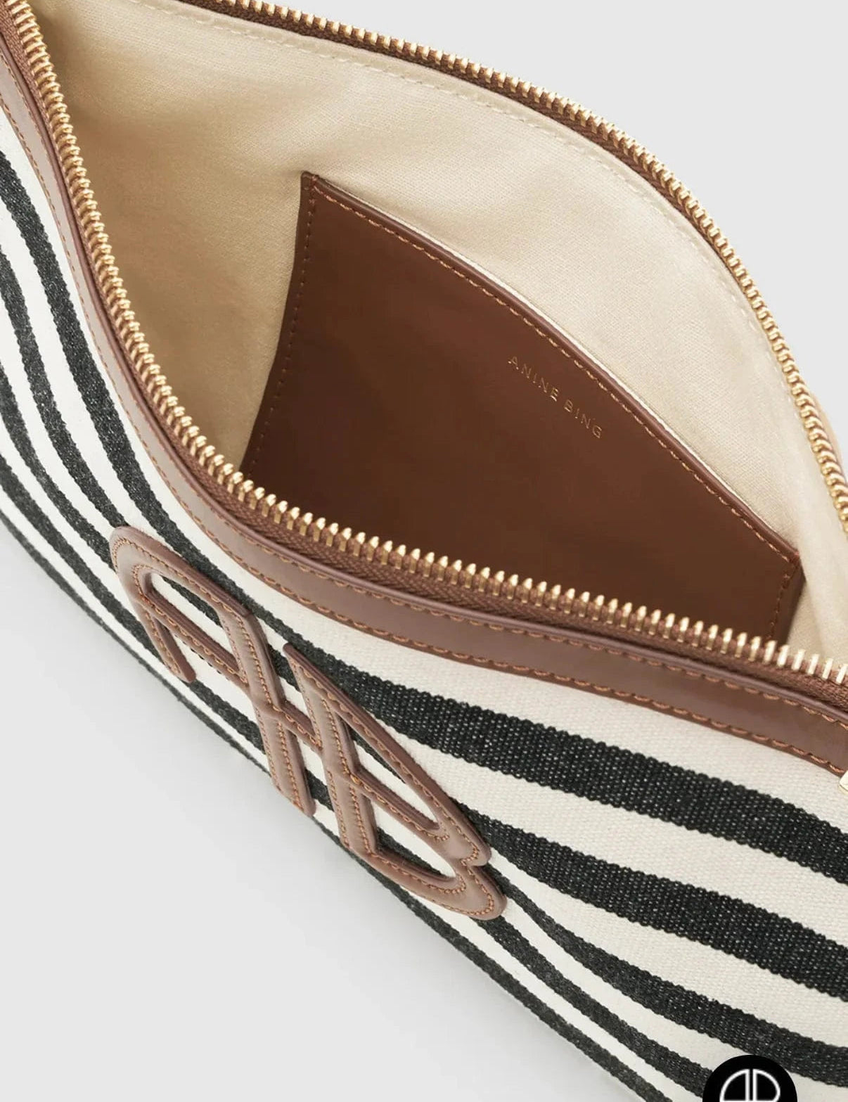 Lili Pouch In Black/Tan Stripe ANINE BING