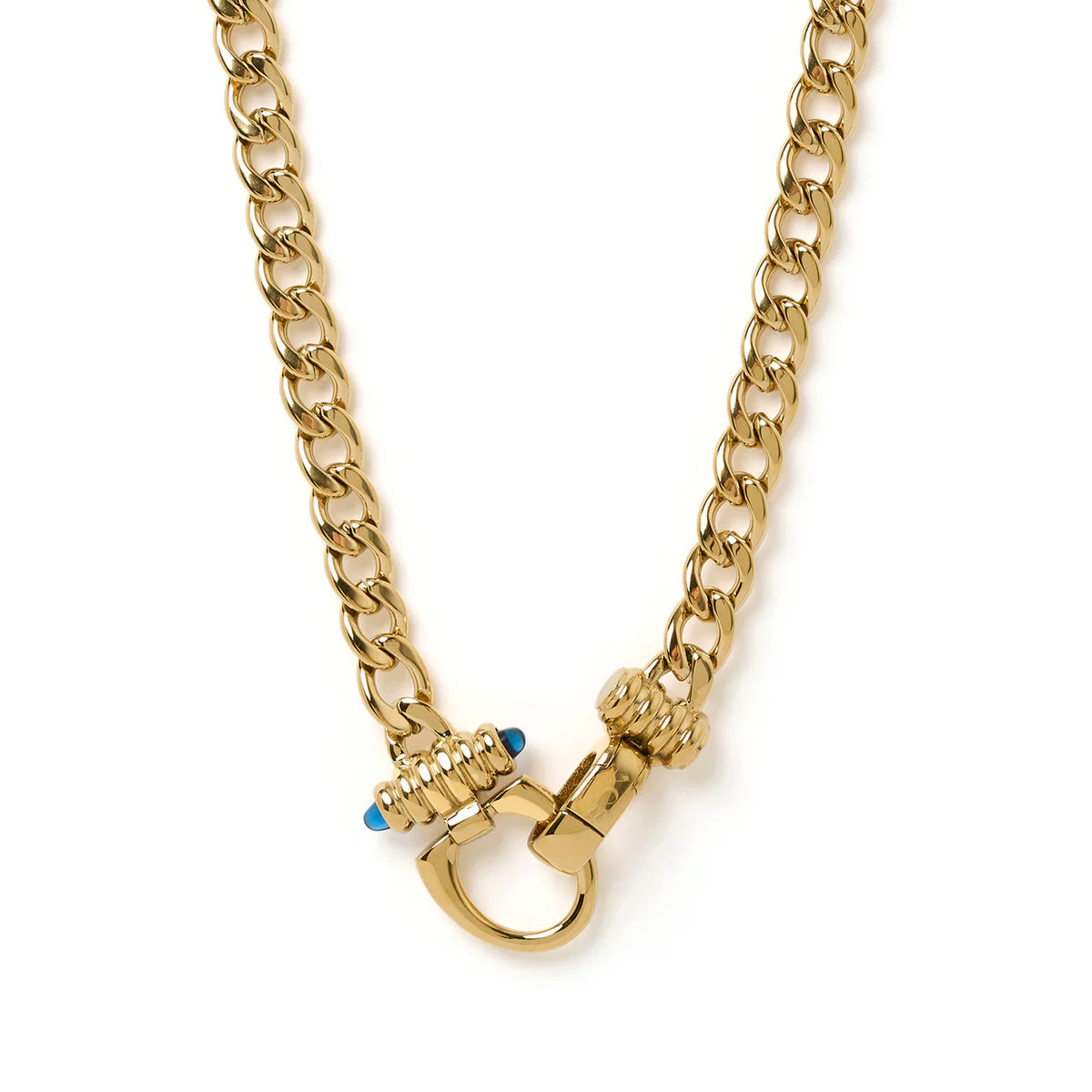 chunky gold necklace with sapphire clothlifestyle boutique