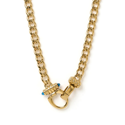 chunky gold necklace with sapphire clothlifestyle boutique