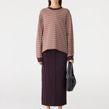 Stripe Slouch L/S Top in Plum