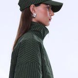 Fallon Check Cap in Olive