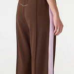Twill Stripe Detail Pant in Carob and Pale Pink Bassike