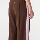 Twill Stripe Detail Pant in Carob and Pale Pink Bassike