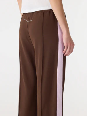 Twill Stripe Detail Pant in Carob and Pale Pink Bassike