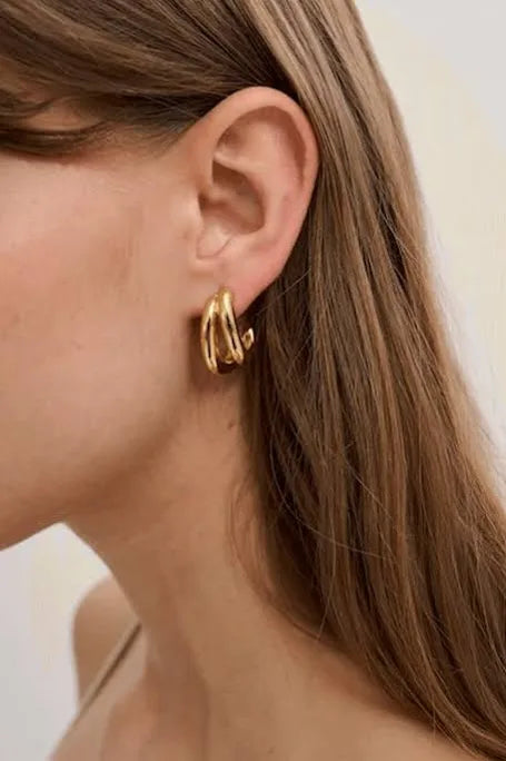 Double Trouble Hoop in Gold